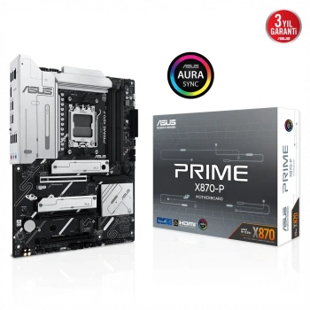 ASUS PRIME X870-P, 4xDDR5, 4xM.2, HDMI, DP, Type-C, AM5 Soket GAMING Anakart