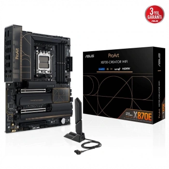ASUS PROART X870E-CREATOR WIFI, 4xDDR5, 4xM.2, HDMI, DP, Type-C, PCIe 5.0, Wi-Fi 7, Bluetooth v5.4, AM5 Soket GAMING Anakart