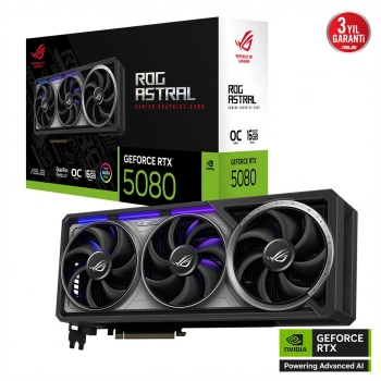 ASUS ROG-ASTRAL-RTX5080-O16G-GAMING, 16Gb, 256Bit, GDDR7, 2xHDMI, 3xDP GAMING Ekran Kartı