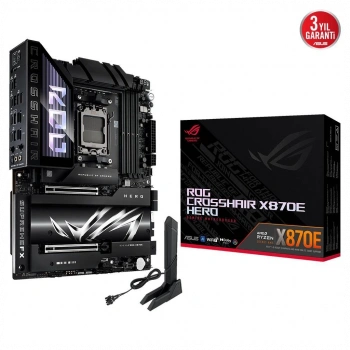 ASUS ROG CROSSHAIR X870E HERO, 4xDDR5, 5xM.2, HDMI, DP, Type-C, PCIe 5.0, 2xWi-Fi 7, Bluetooth v5.4, AM5 Soket GAMING Anakart