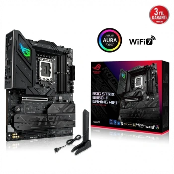 ASUS ROG STRIX B860-F GAMING WIFI, 4xDDR5, 4xM.2, HDMI, DP, Type-C, Wi-Fi 7, Bluetooth v5.4, Intel Core Ultra CPU(Seri 2), LGA1851 Soket, Gaming Anakart