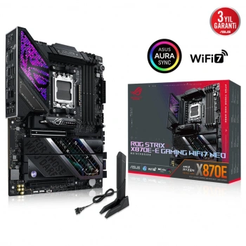 ASUS ROG STRIX X870E-E GAMING WIFI7 NEO, 4xDDR5,  5xM.2, HDMI, DP, Type-C, PCIe 5.0, 2xWi-Fi 7, Bluetooth v5.4, AM5 Soket GAMING Anakart