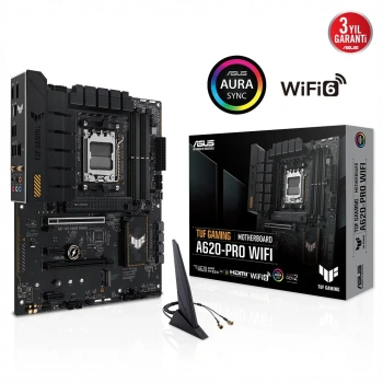 ASUS TUF GAMING A620-PRO WIFI, 4xDDR5, 2x M.2, HDMI, DP, Type-C, AM5 Soket GAMING Anakart