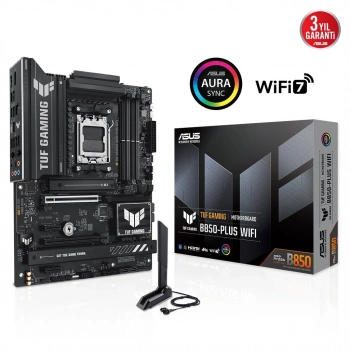 ASUS TUF GAMING B850-PLUS WIFI, 4xDDR5, 3x M.2, HDMI, DP, Type-C, Wi-Fi 7, Bluetooth v5.4, AM5 Soket GAMING Anakart