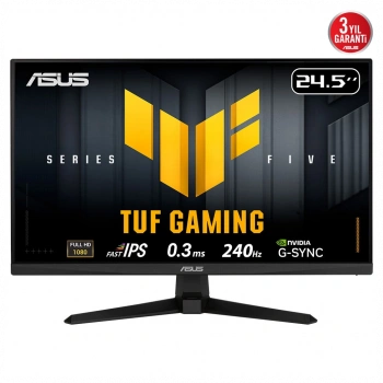 ASUS TUF GAMING VG259QM5A 24,5" 0.3ms, 240Hz, Full HD, DP, 2xHDMI, Hoparlör, Fast IPS LED, ELMB Sync Premium, GAMING Monitör