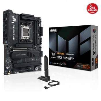 ASUS TUF GAMING X870E-PLUS WIFI7, 4xDDR5, 4xM.2, HDMI, 2xDP, Type-C, PCIe 5.0, 2xWi-Fi 7, Bluetooth v5.4, AM5 Soket GAMING Anakart