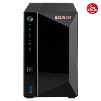 ASUSTOR AS3302T V2, 2Gb DDR4 Ram, 2 Yuvalı (2x20TB Destek), 1x2.5GbE Network, 3xUSB 3.2, Tower NAS (Yedekleme) Cihazı