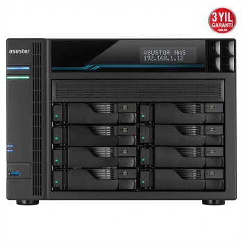 ASUSTOR AS6508T, 8Gb DDR4 Ram, 8 Yuvalı (8x22TB Destek), 2xM.2 NVMe PCI-e, 2x10GbE, 2x2.5GbE Network, 2xUSB 3.2, Tower NAS (Yedekleme) Cihazı