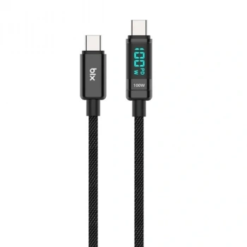 BİX BX09CC-BK SİYAH TYPE-C 100W 1 metre DİJİTAL EKRANLI ŞARJ VE DATA KABLOSU