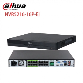 DAHUA  NVR5216-16P-EI, 16Kanal POE, 32Mpix, H265+, 2 HDD Desteği, 1080P Kayıt, 384Mbps Bant Genişliği, NVR