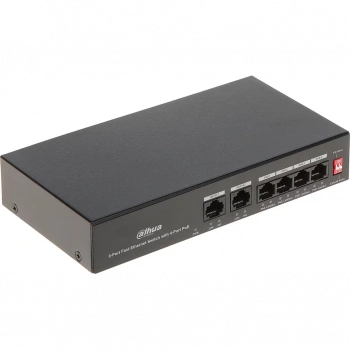 DAHUA PFS3006-4ET-36, 4 Port, Megabit, PoE 36W, 2 Port Uplink, Yönetilemez, Masaüstü Switch