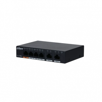 DAHUA PFS3006-4GT-60-V2, 4 Port, Gigabit, PoE 60W, 2 Port Uplink, Yönetilemez, Masaüstü Switch
