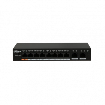 DAHUA PFS3010-8ET-96, 8 Port, MegaBit, PoE 96W, 2 Port GigaBit Uplink, Yönetilemez, Masaüstü Switch