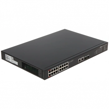 DAHUA PFS3220-16GT-240, 16 Port, GigaBit, PoE 240W, 2 Port GigaBit Uplink, 2 Port GigaBit Combo SFP, Yönetilemez, Rack Mount Switch