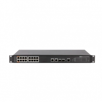 DAHUA PFS4218-16ET-240-V2, 16 Port, MegaBit, PoE 240W, 2 Port GigaBit Uplink, 2 Port GigaBit Combo SFP, Yönetilebilir, Rack Mount  Switch