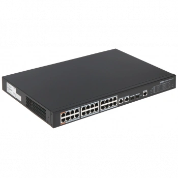 DAHUA PFS4226-24ET-240-V3, 24 Port, MegaBit, PoE 240W, 2 Port GigaBit Uplink, 2 Port GigaBit Combo SFP, Yönetilebilir, Rack Mount Switch