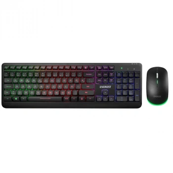 EVERST Q TR KM-1500 Siyah Kablosuz Rainbow Aydınlatmalı Q Multimedia Klavye + Mouse Set