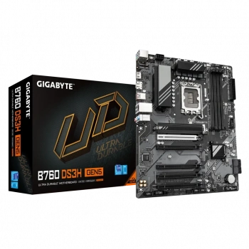 GIGABYTE B760 DS3H GEN5, 4xDDR5, 2xM.2, DP, HDMI, Type-C, 13-14.Nesil, LGA1700 Soket, Anakart