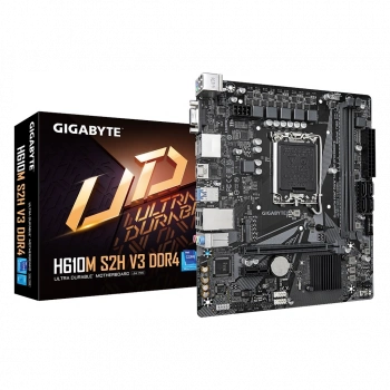 GIGABYTE H610M S2H V3, DDR4, rev1.0, 2xDDR4, M.2, D-SUB, HDMI, DP, 12-13.14.Nesil, LGA1700 Soket, Anakart