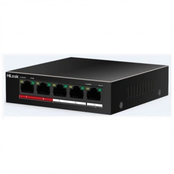 HILOOK NS-0105P-35(B), 4 Port, Megabit, PoE 35W, 1 Port Megabit Uplink, Long Range 250Metre, Yönetilemez, Masaüstü Switch