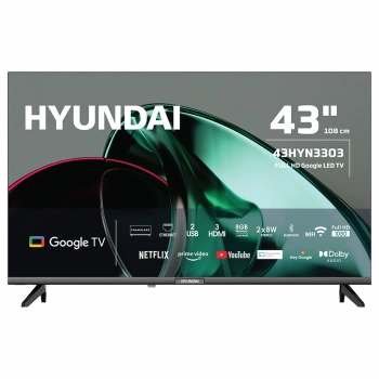 HYUNDAI 43HYN3303, 43" 109cm, Full HD, Dahili Wi-Fi, Dahili Uydu Alıcılı, Android, Google TV,  Led Televizyon