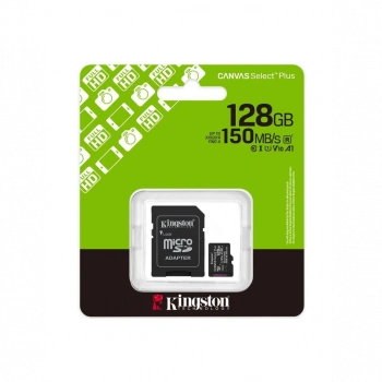 KINGSTON SDCS3/128GB, Canvas Select Plus Gen3 A1, 100Mb/s, MicroSD Kart Bellek (SD Adaptörlü)