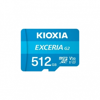 KIOXIA 512GB ExceriaG2, LMEXL512GG2 U1 V30 4K,  CL10, 100Mb/s, MicroSD Kart Bellek (SD Adaptörlü)