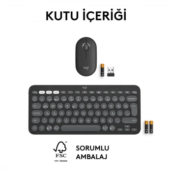LOGITECH Pebble 2 Bluetooth Grafit Klavye - Mouse Set (920-012245)