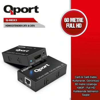 QPORT Q-HEX3 Cat5e/Cat6 60metre HDMI Extender
