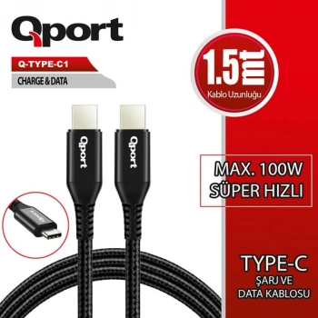 QPORT Q-TYPE-C1 1.5metre TYPE-C Görüntü Kablosu