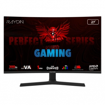 RAYDIN EG27RFA-300HZ, 27", 1ms, 300Hz, Full HD, 2xHDMI, DP, Hoparlör, VA LED, R1500 Curved, Yükseklik Ayarlı Ayak, Frameless, FreeSync Gaming Monitör