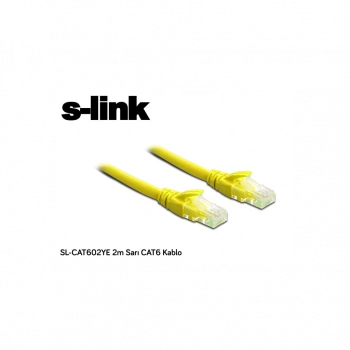 S-LINK SL-CAT602YE, CAT6, Patch, 2Mt, Kablo (Sarı)