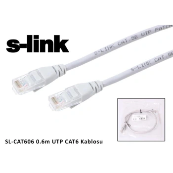 S-link SL-CAT606 cat6 0.60mt Gri Utp Patch Kablo