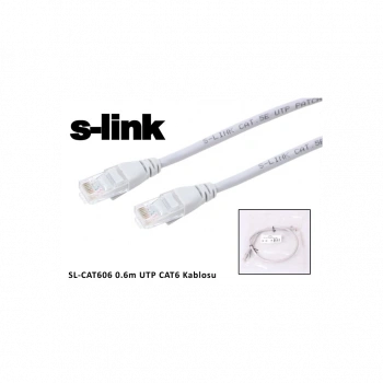 S-LINK SL-CAT606 CAT6 Patch 60CM Kablo (Gri)