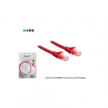 S-LINK SL-CAT606RE CAT6 Patch 60CM Kablo (Kırmızı)