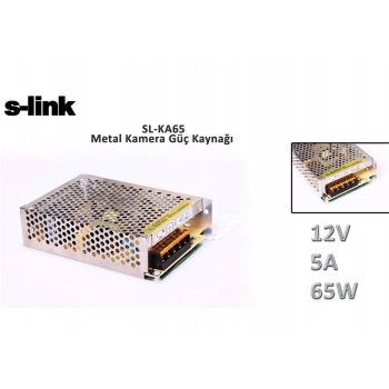 S-link SL-KA65 12V 5A 65W Metal Kamera Güç Kaynağı