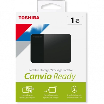 TOSHIBA HDTP310EK3AA, Canvio Ready, 1TB, 2.5" USB 3.0, Taşınabilir, Harici HDD, (Black)