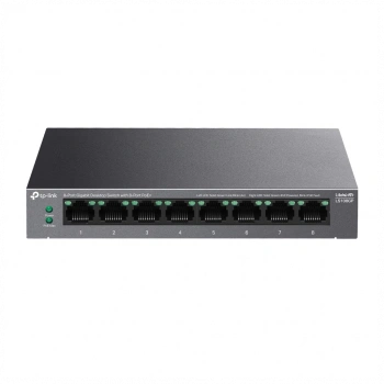 TP-LINK LS108GP, Green Tech, 8 Port GigaBit, PoE 62W, Yönetilemez, Metal Kasalı Switch