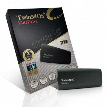 TwinMOS PSSD2TBMEDB, 2TB, Taşınabilir External SSD, USB 3.2, Type-C (Dark Grey)
