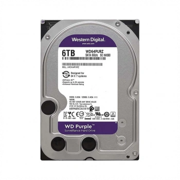 WD PURPLE, WD64PURZ, 3.5", 6TB, 256Mb, 5400 Rpm, 7/24 Güvenlik, HDD (Türkiye Distribütörü Garantili)