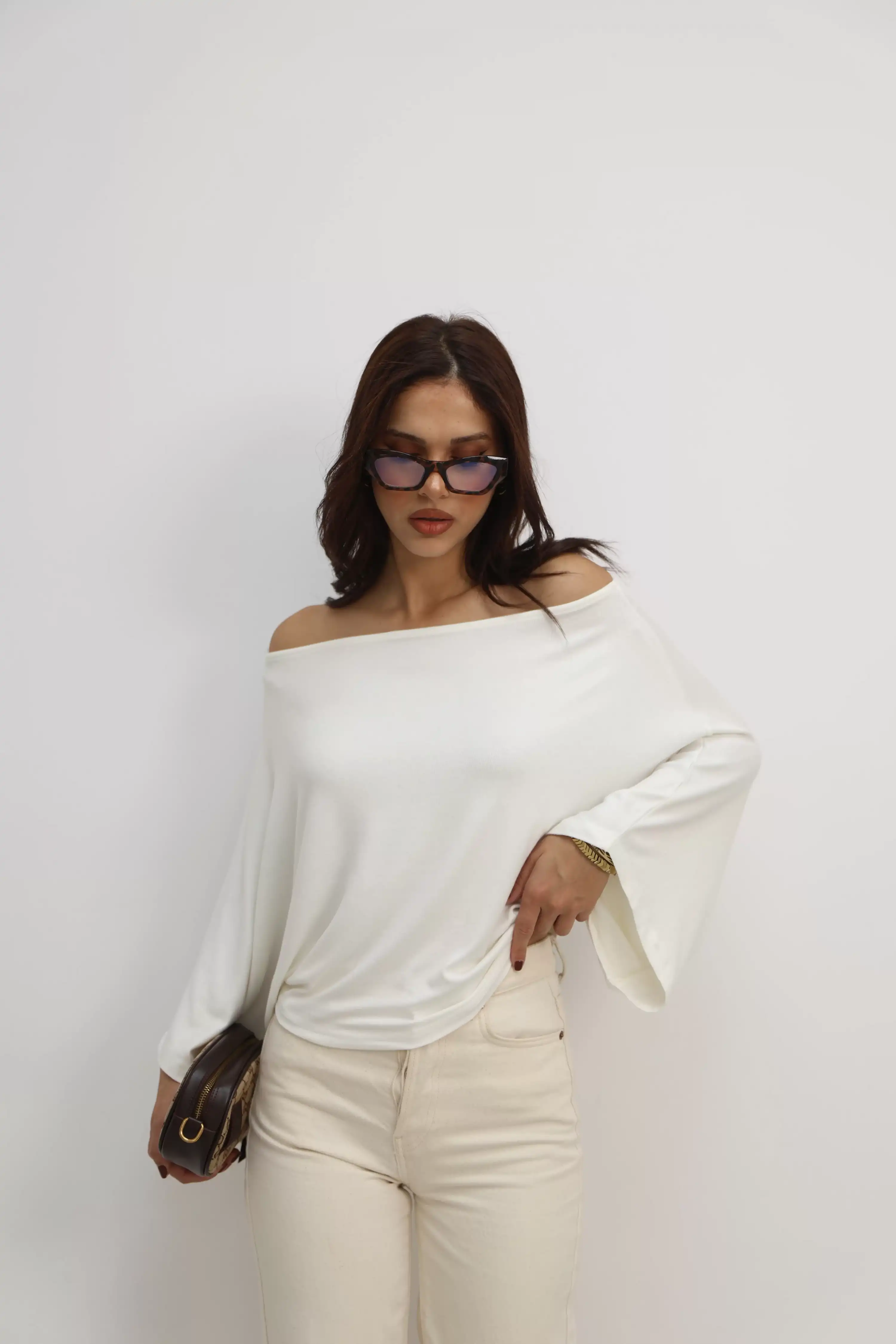 YARASA KOL MODAL BLUZ-BEYAZ