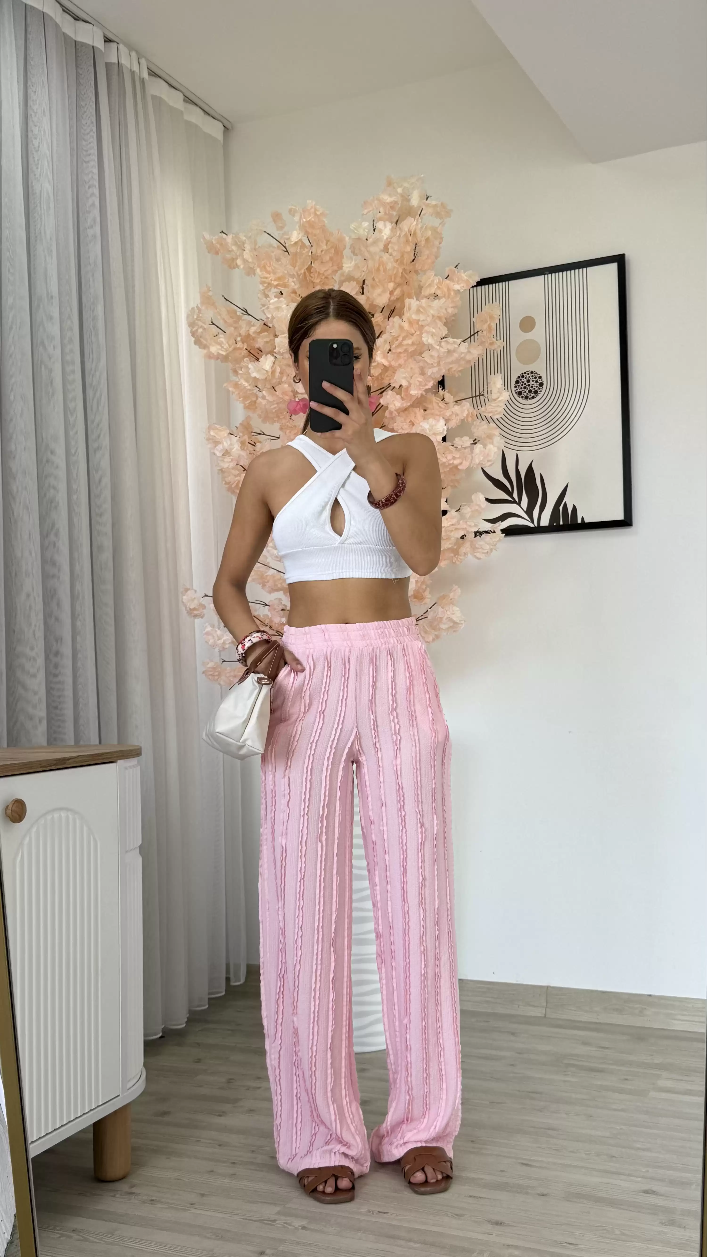 GAGARİ DESENLİ PANTOLON-PEMBE