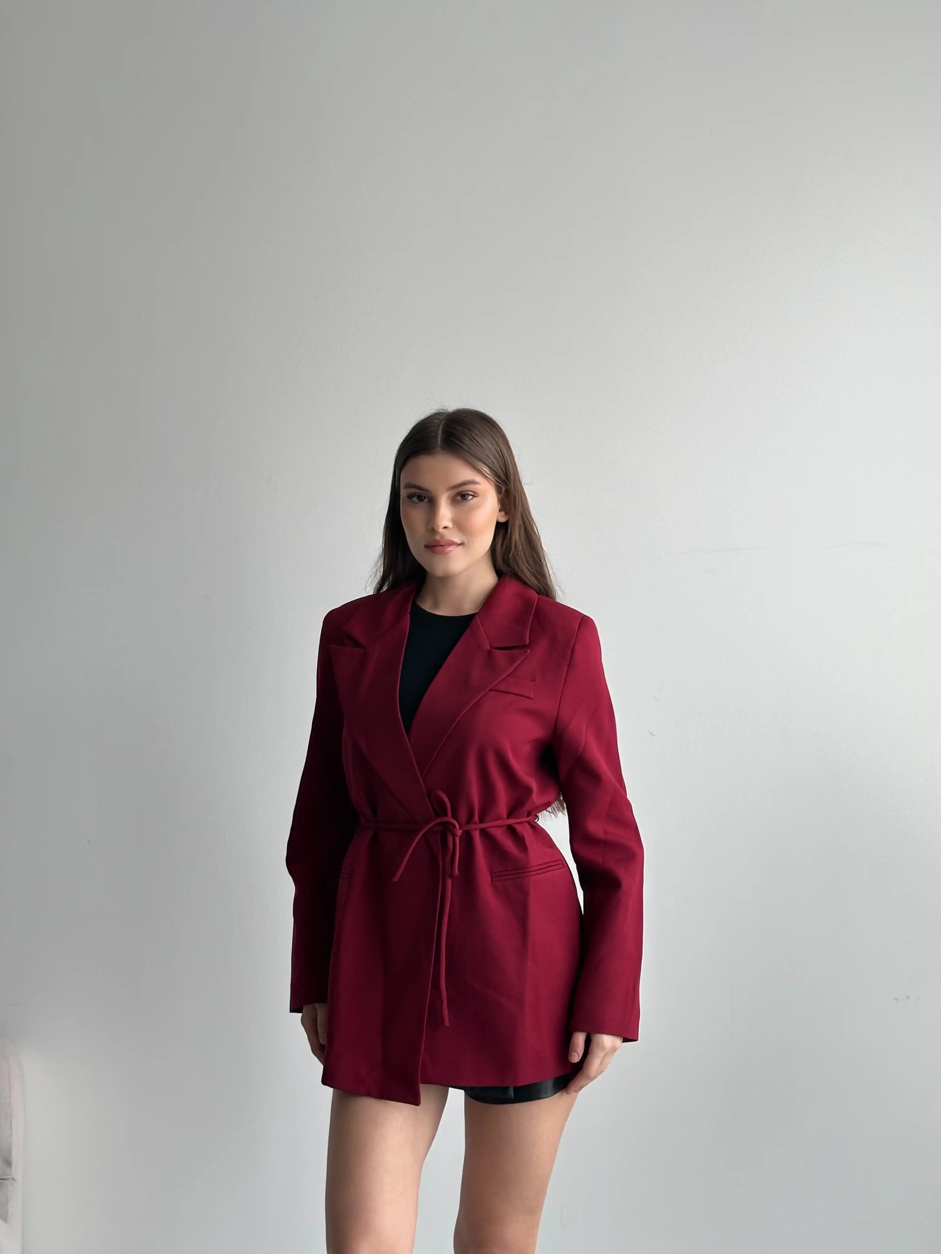 BELDEN İPLİ BLAZER CEKET-BORDO