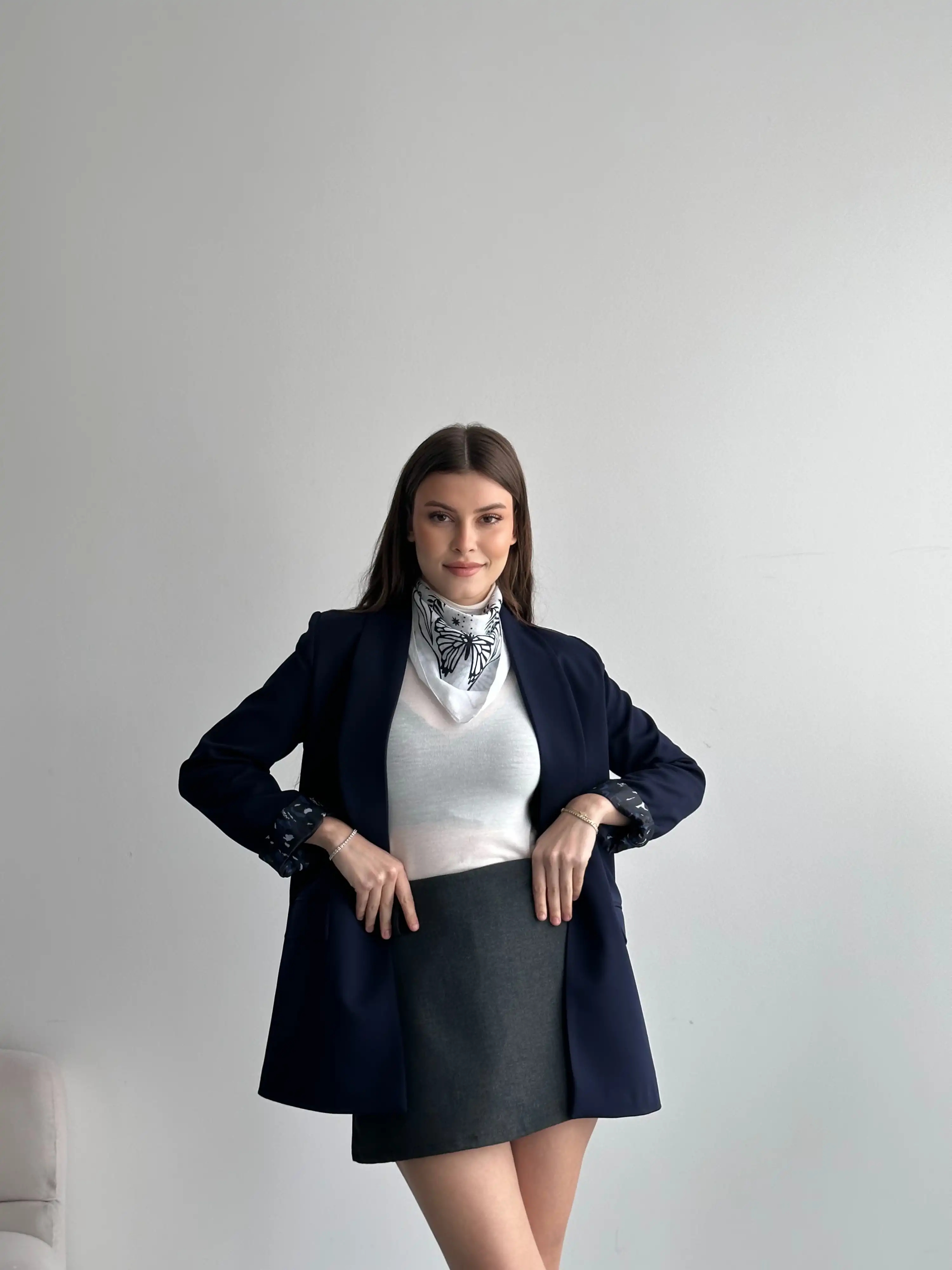 LEOPAR ASTARLI BLAZER CEKET-LACİVERT