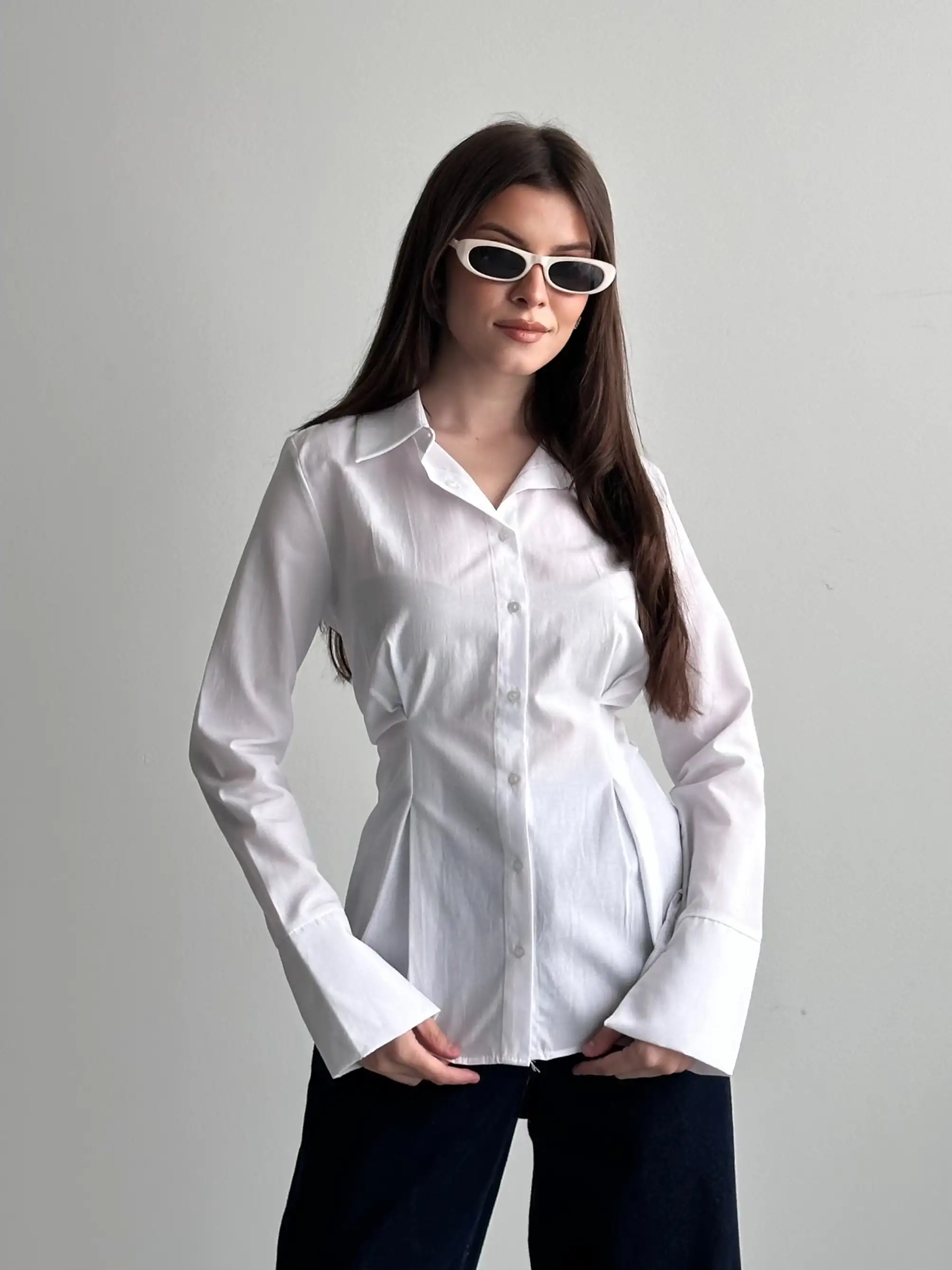 BASIC SALAŞ GÖMLEK-BEYAZ