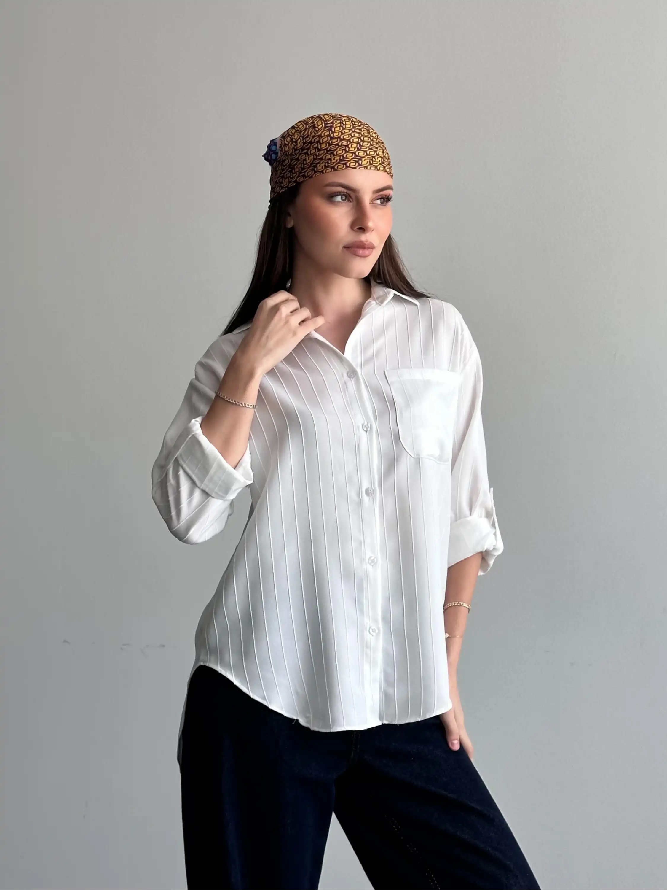 ÇİZGİLİ GÖMLEK-BEYAZ