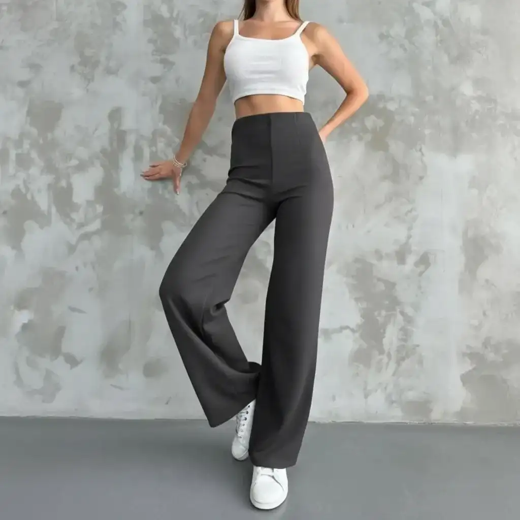 YÜKSEK BEL MODAL PANTOLON-ANTRASİT