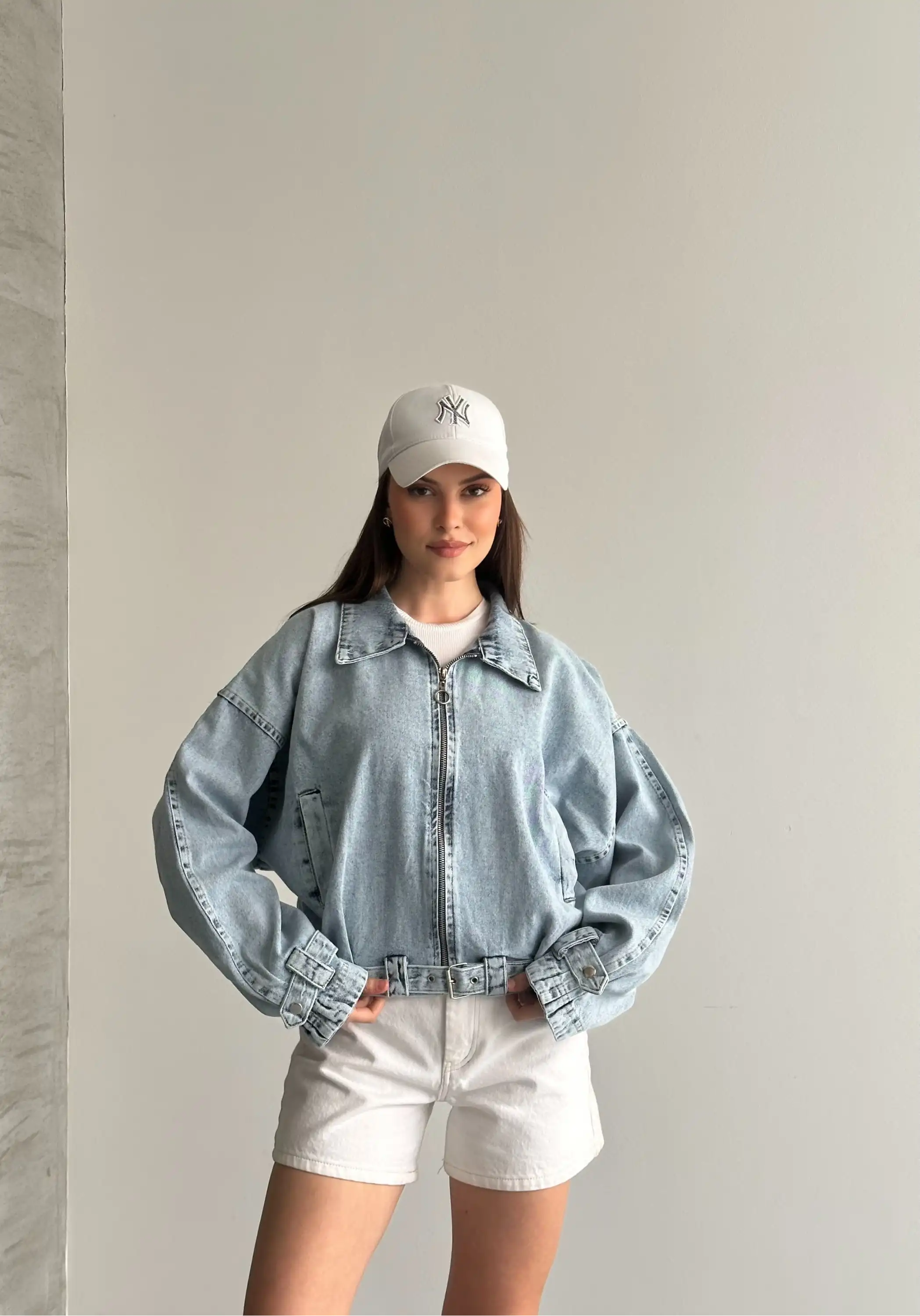 BALON KOL BELİ LASTİKLİ CROP CEKET