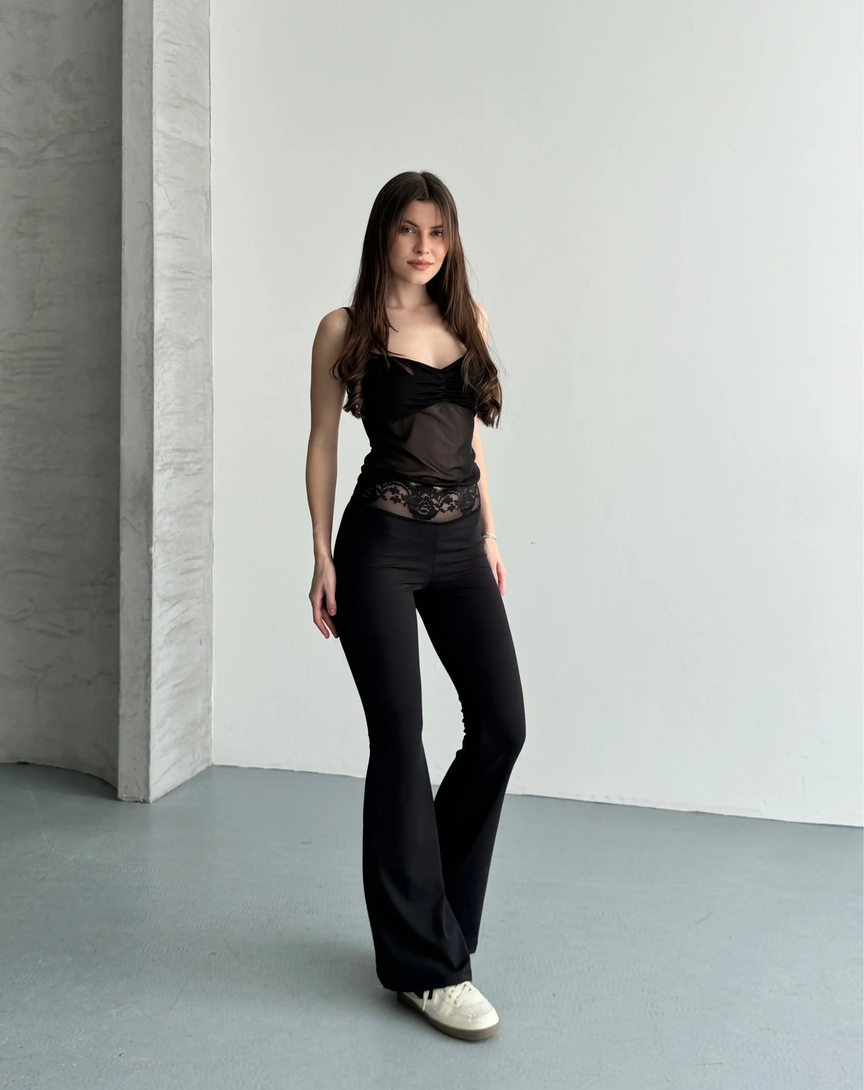 DANTEL DETAYLI TAYTLI TAKIM-SİYAH