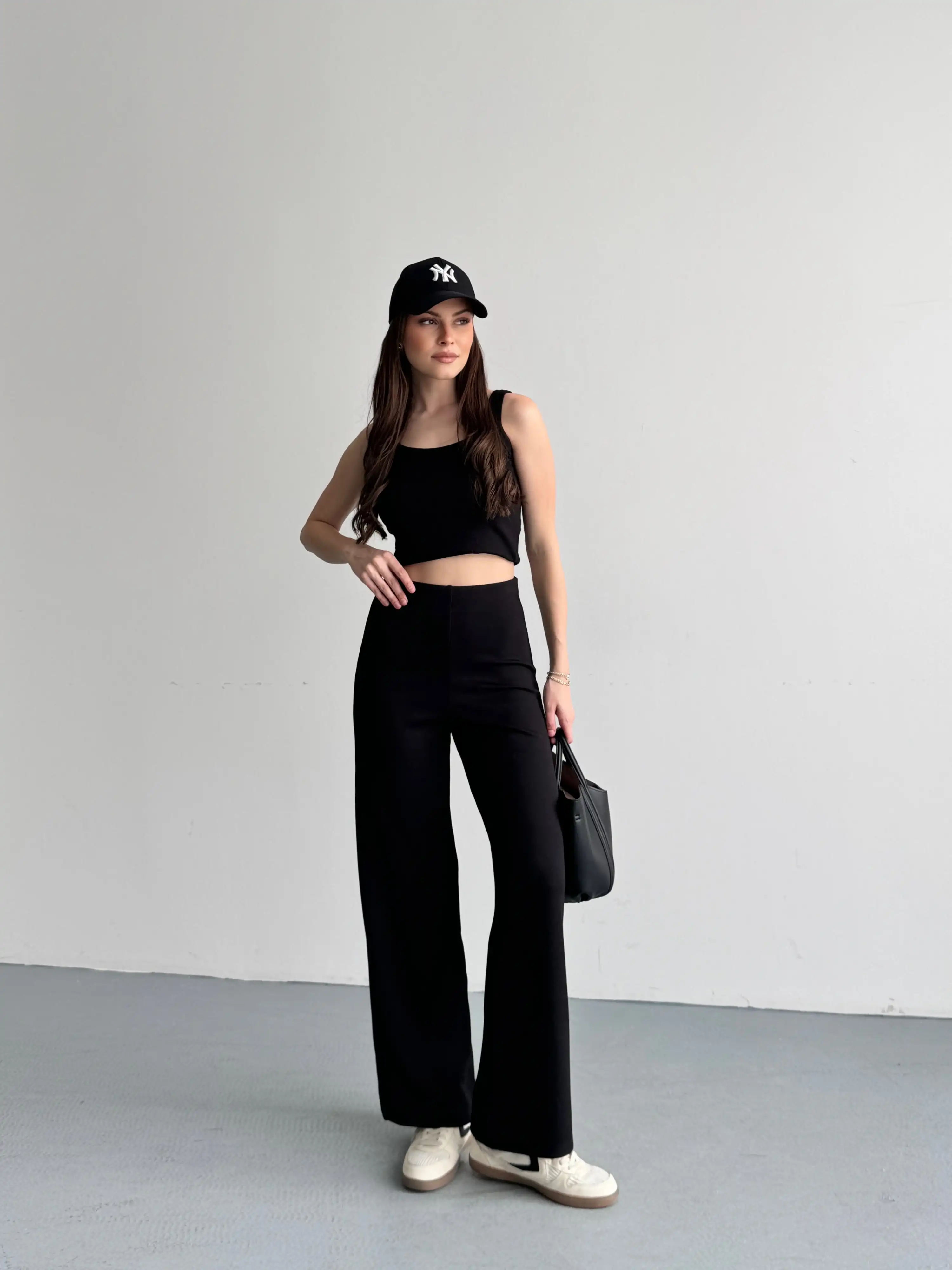 YÜKSEK BEL MODAL PANTOLON-SİYAH